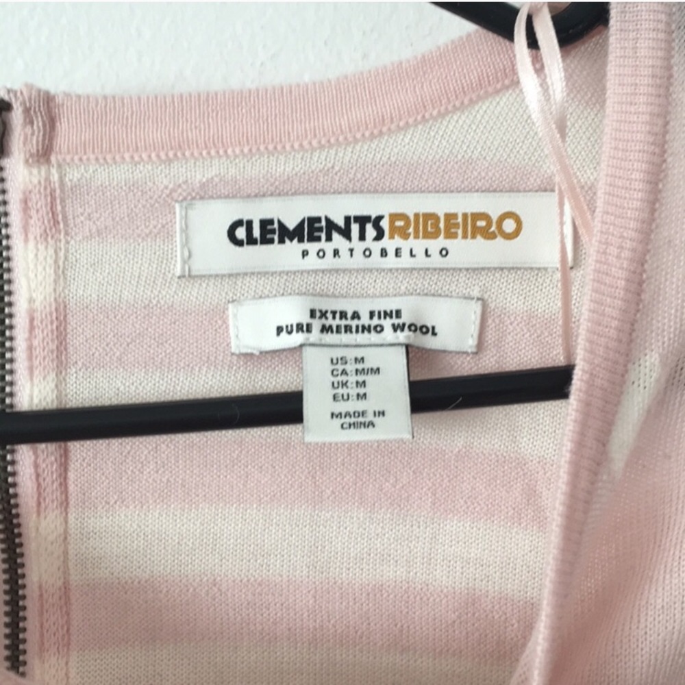 Clements Ribeiro polka dot/striped pink wool top M - Picture 5 of 5